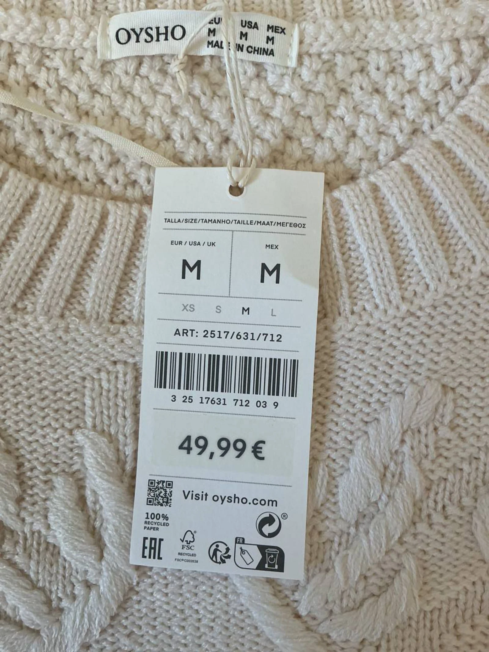 Suéter de inverno Feminino Oysho Bege Tamanho 38 – photo 3